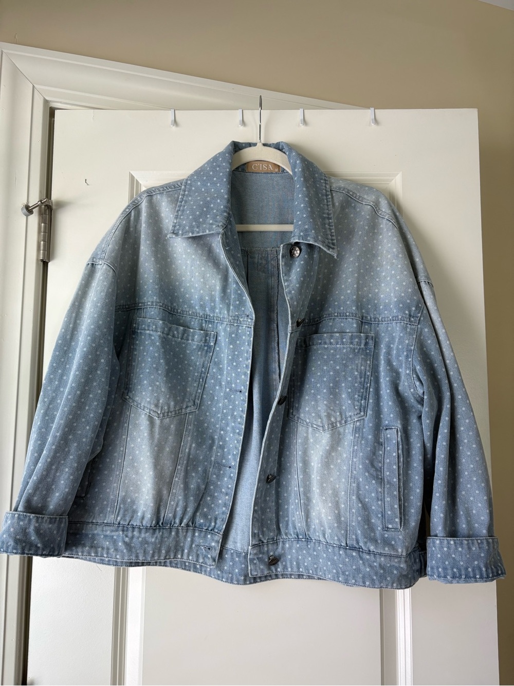 Light Blue Polka Dot Denim Jacket